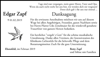 Anzeige von Edgar Zapf von MGO