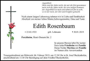 Anzeige von Edith Rosenbaum von MGO