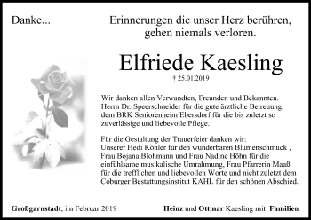 Anzeige von Elfriede Kaesling von MGO