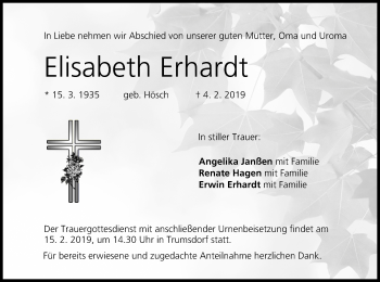 Anzeige von Elisabeth Erhardt von MGO