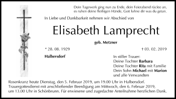 Anzeige von Elisabeth Lamprecht von MGO