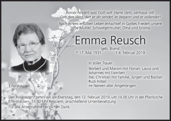 Anzeige von Emma Reusch von MGO