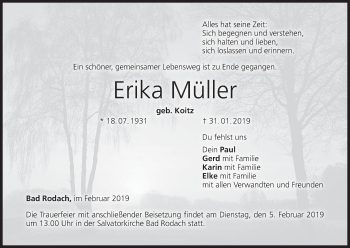 Anzeige von Erika Müller von MGO