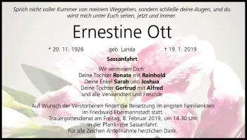 Anzeige von Ernestine Ott von MGO