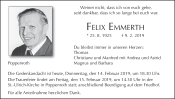 Anzeige von Felix Emmerth von MGO