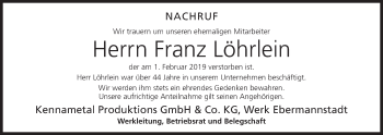 Anzeige von Franz Löhrlein von MGO