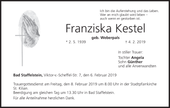 Anzeige von Franziska Kestel von MGO