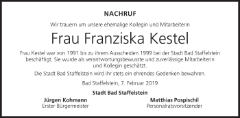 Anzeige von Franziska Kestel von MGO