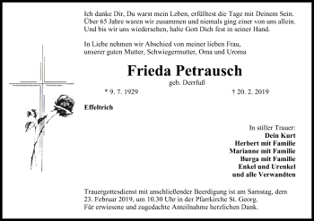 Anzeige von Frieda Petrausch von MGO