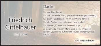 Anzeige von Friedrich Gittelbauer von MGO