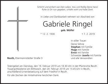 Anzeige von Gabriele Ringel von MGO