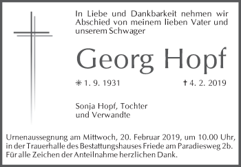 Anzeige von Georg Hopf von MGO