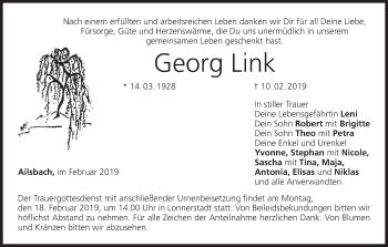 Anzeige von Georg Link von MGO