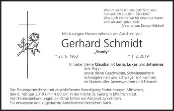 Anzeige von Gerhard Schmidt von MGO