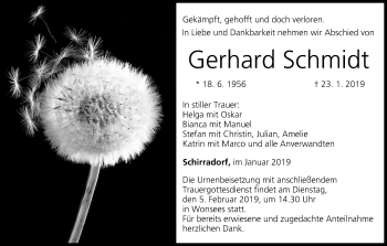 Anzeige von Gerhard Schmidt von MGO