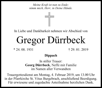 Anzeige von Gregor Dürrbeck von MGO