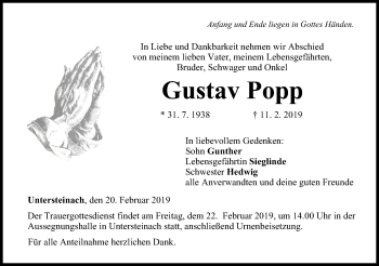 Anzeige von Gustav Popp von MGO