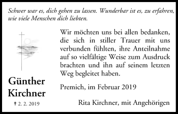 Anzeige von Günther Kirchner von MGO