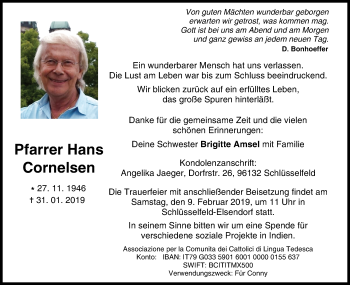 Anzeige von Hans Cornelsen von MGO