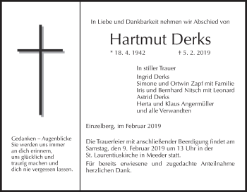 Anzeige von Hartmut Derks von MGO
