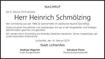 Anzeige von Heinrich Schmölzing von MGO
