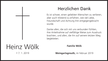 Anzeige von Heinz Wölk von MGO
