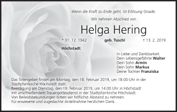 Anzeige von Helga Hering von MGO
