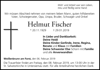 Anzeige von Helmut Fischer von MGO
