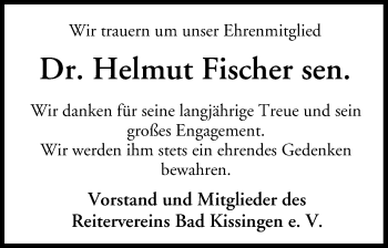 Anzeige von Helmut Fischer von MGO