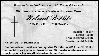 Anzeige von Helmut Reblitz von MGO