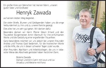 Anzeige von Henryk Zawada von MGO