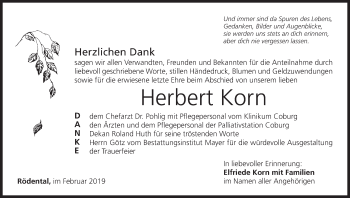Anzeige von Herbert Korn von MGO