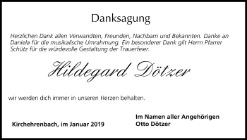 Anzeige von Hildegard Dötzer von MGO