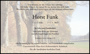 Anzeige von Horst Funk von MGO
