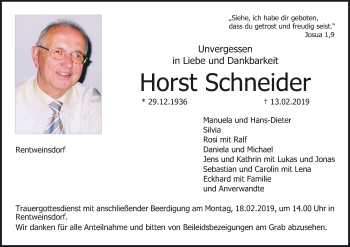Anzeige von Horst Schneider von MGO