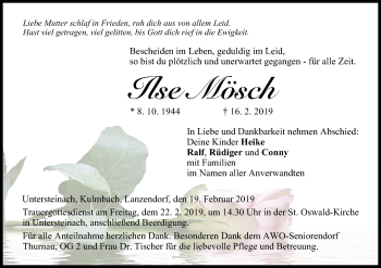 Anzeige von Ilse Mösch von MGO