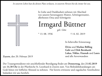 Anzeige von Irmgard büttner von MGO