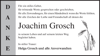Anzeige von Joachim Grosch von MGO