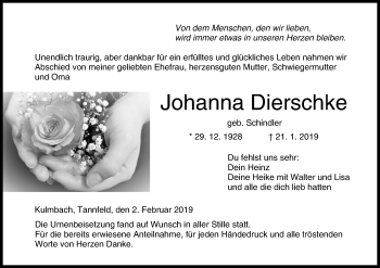 Anzeige von Johanna Dierschke von MGO