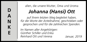 Anzeige von Johanna Ott von MGO