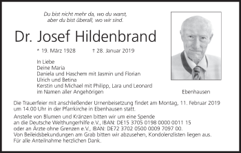 Anzeige von Josef Hildenbrand von MGO