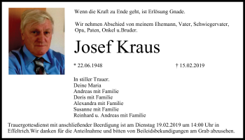 Anzeige von Josef Kraus von MGO