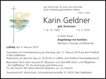 Anzeige von Karin Geldner von MGO