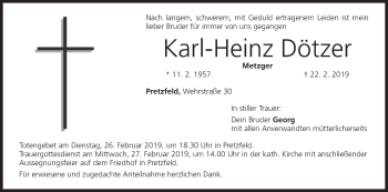 Anzeige von Karl-Heinz Dötzer von MGO