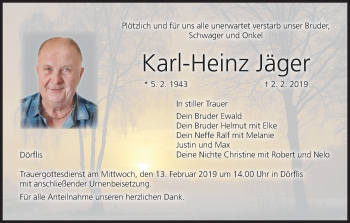Anzeige von Karl-Heinz Jäger von MGO