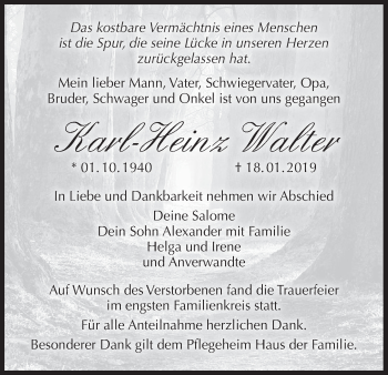 Anzeige von Karl-Heinz Walter von MGO