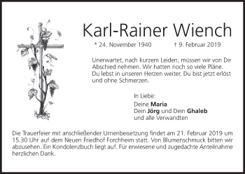 Anzeige von Karl-Rainer Wiench von MGO