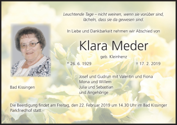 Anzeige von Klara Meder von MGO