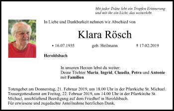 Anzeige von Klara Rösch von MGO