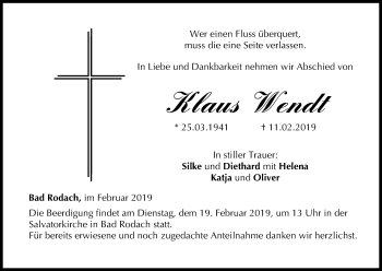 Anzeige von Klaus Wendt von MGO